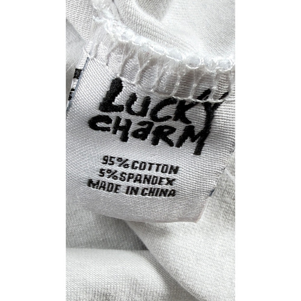 Lucky Charm T Shirt Men L White Skull Bunny Punk Goth Edgy Emo Street BKYS Y2K - Picture 12 of 15